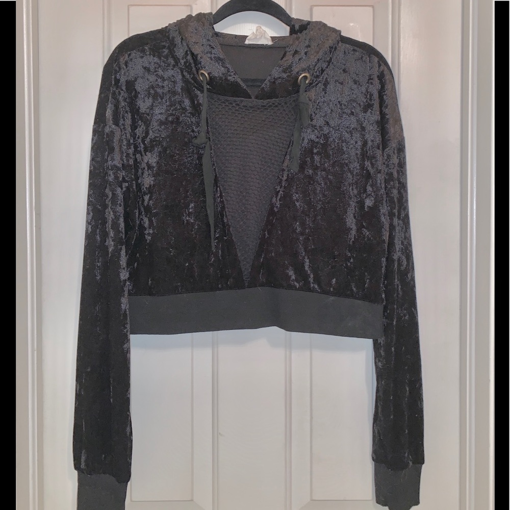 NWOT Velvet/Mesh Crop Top
